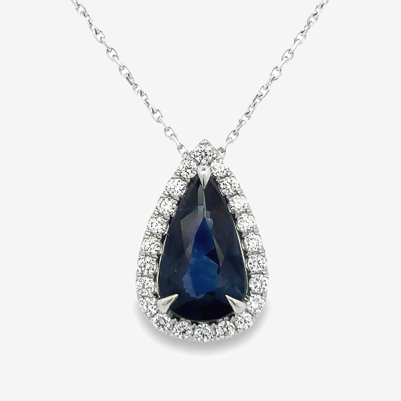 3.07CT Blue Sapphire & Diamond Necklace