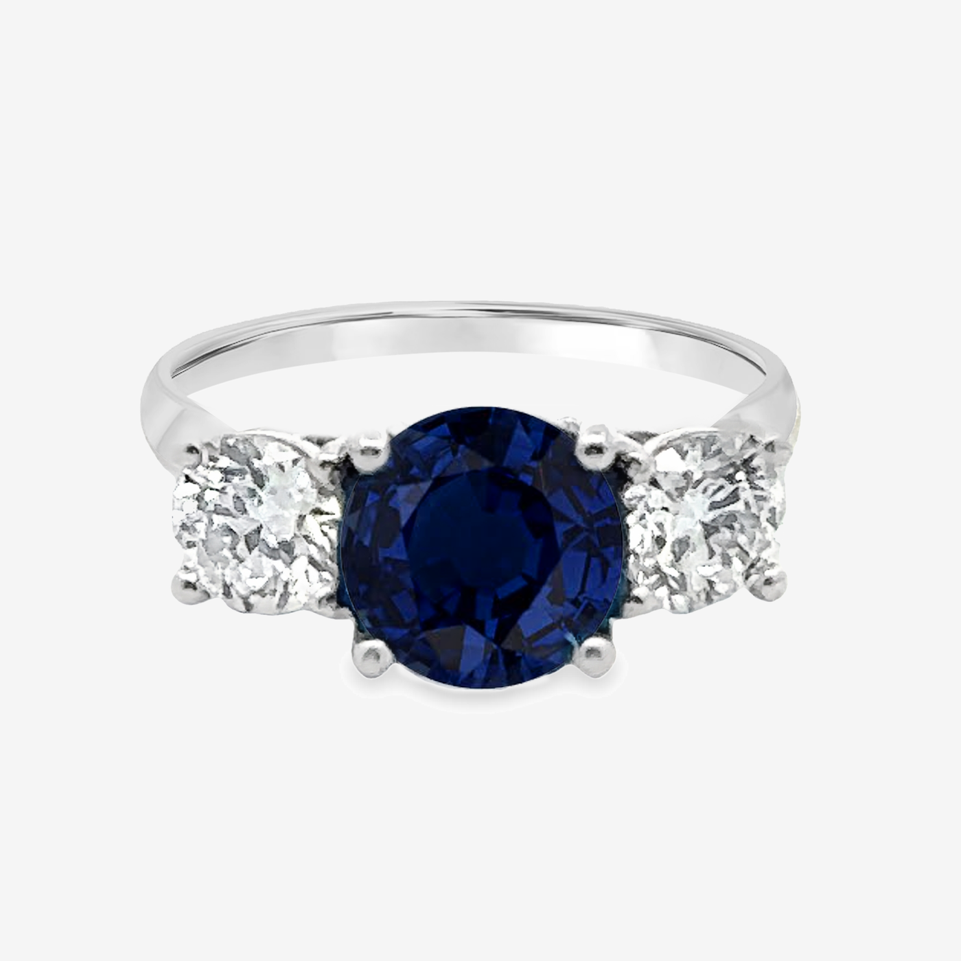 sapphire and diamond three stone ring