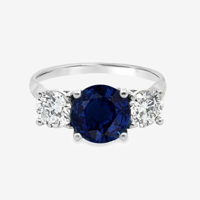 3.12CT Blue Sapphire & Diamond Ring