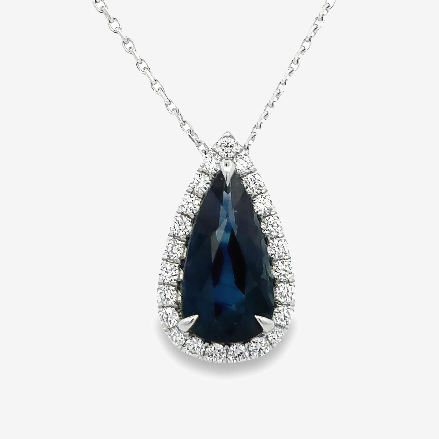 3.18CT Blue Sapphire & Diamond Halo Pendant