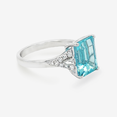 3.58CT Aquamarine & Diamond Ring