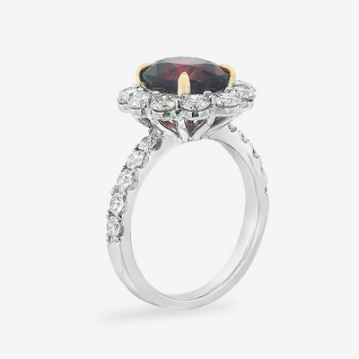 3.93CT Oval Ruby & Diamond Halo Ring