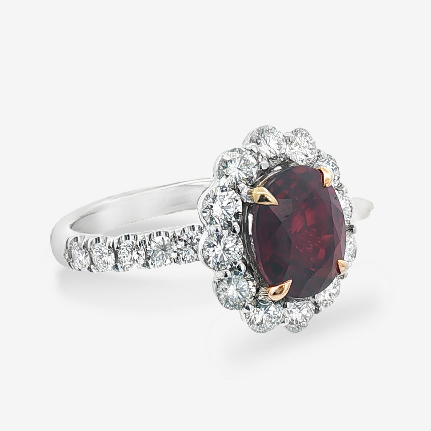 3.93CT Oval Ruby & Diamond Halo Ring