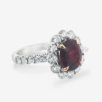 3.93CT Oval Ruby & Diamond Halo Ring