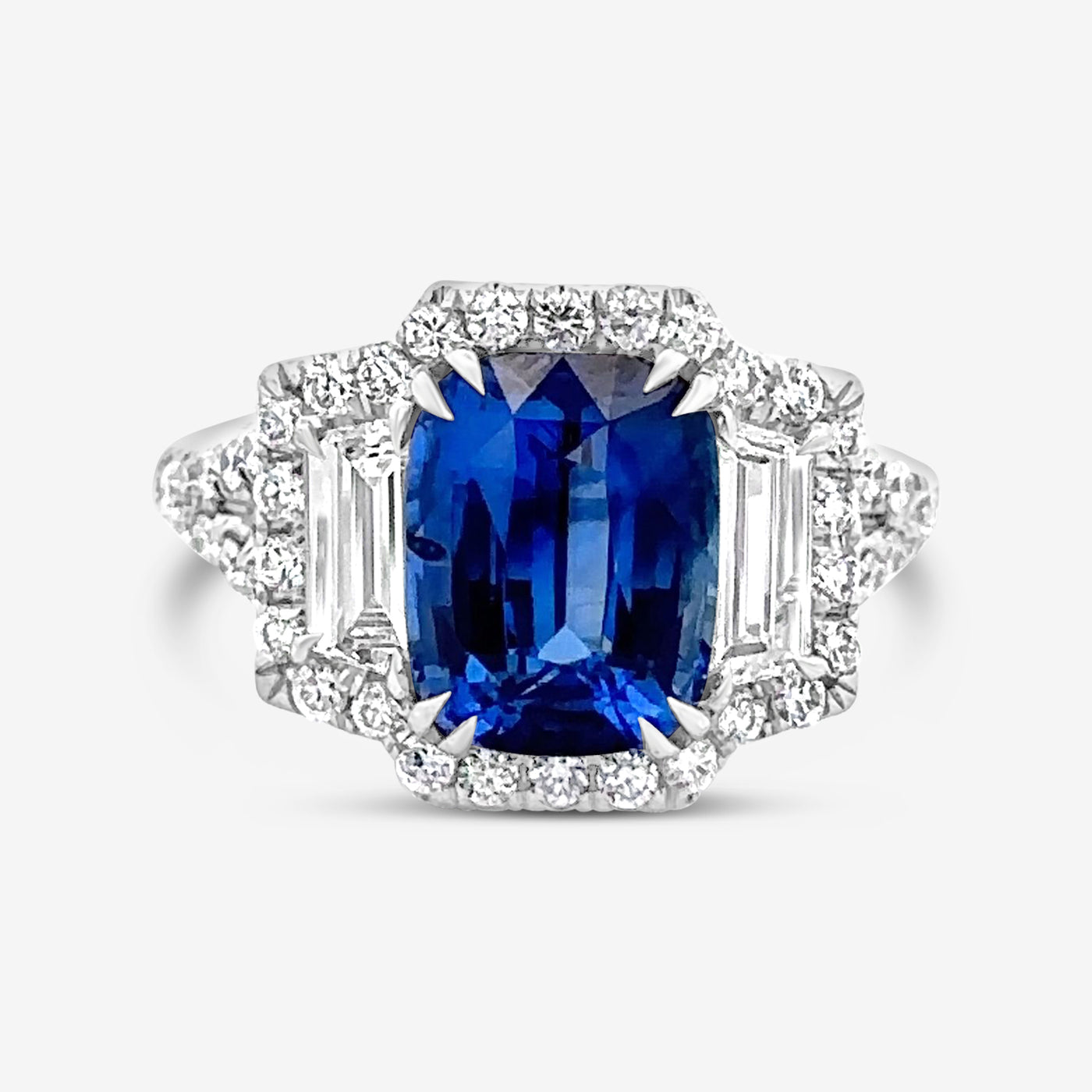 3.98CT Blue Sapphire & Diamond Ring