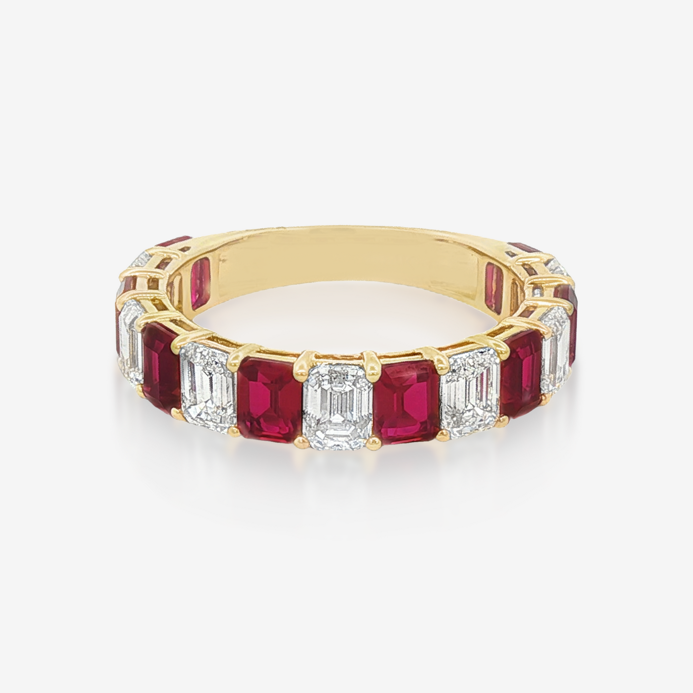 3/4 Emerald Cut Ruby and Diamond Ring