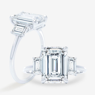 Iconic 3 Stone - Emerald Cut Sides - Emerald Cut Engagement Ring