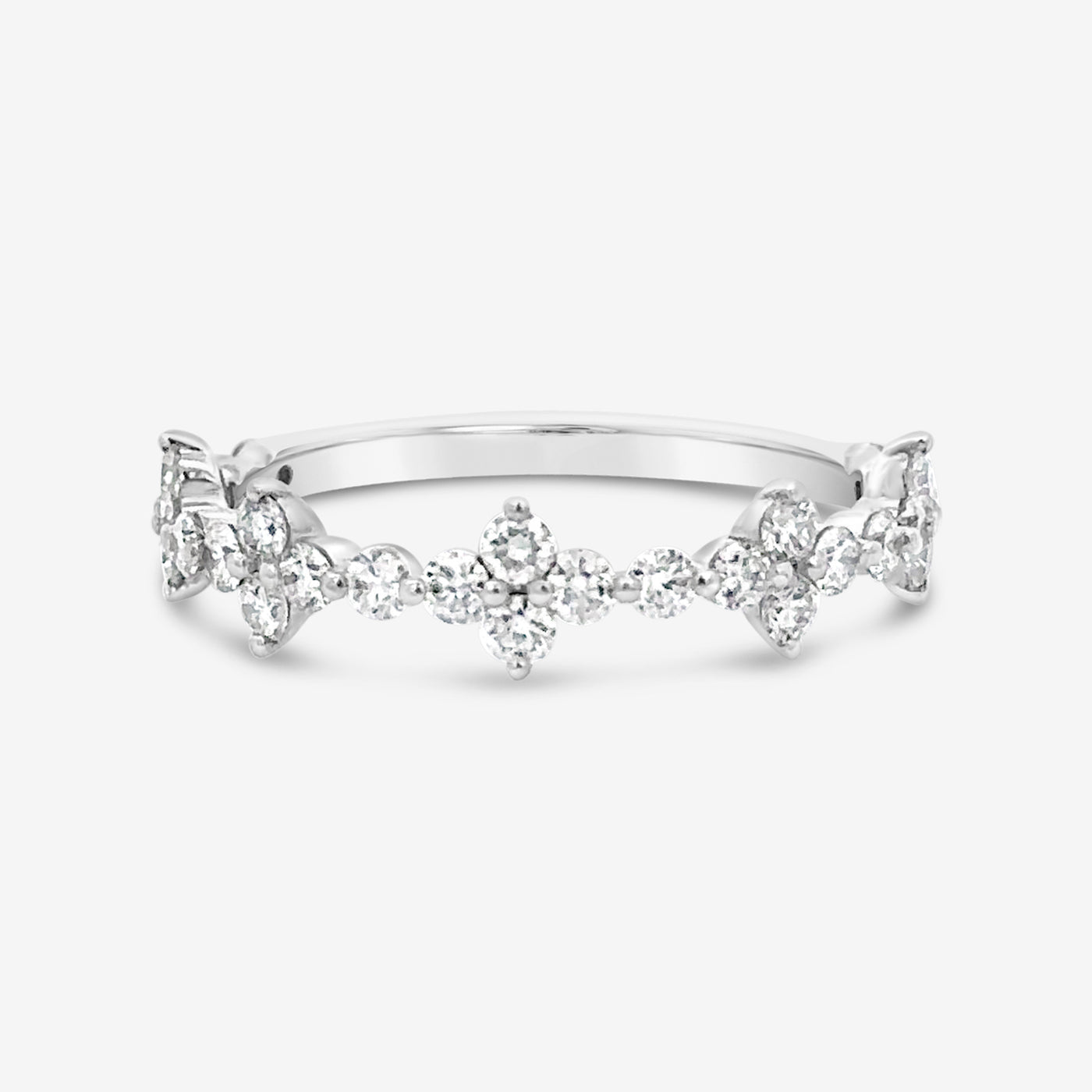 diamond floral and white gold ring