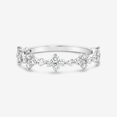 diamond floral and white gold ring