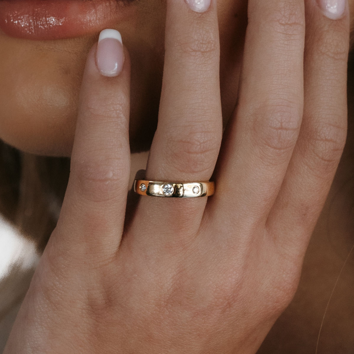 burnished diamond and gold band