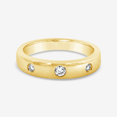 burnished round diamond and gold ring