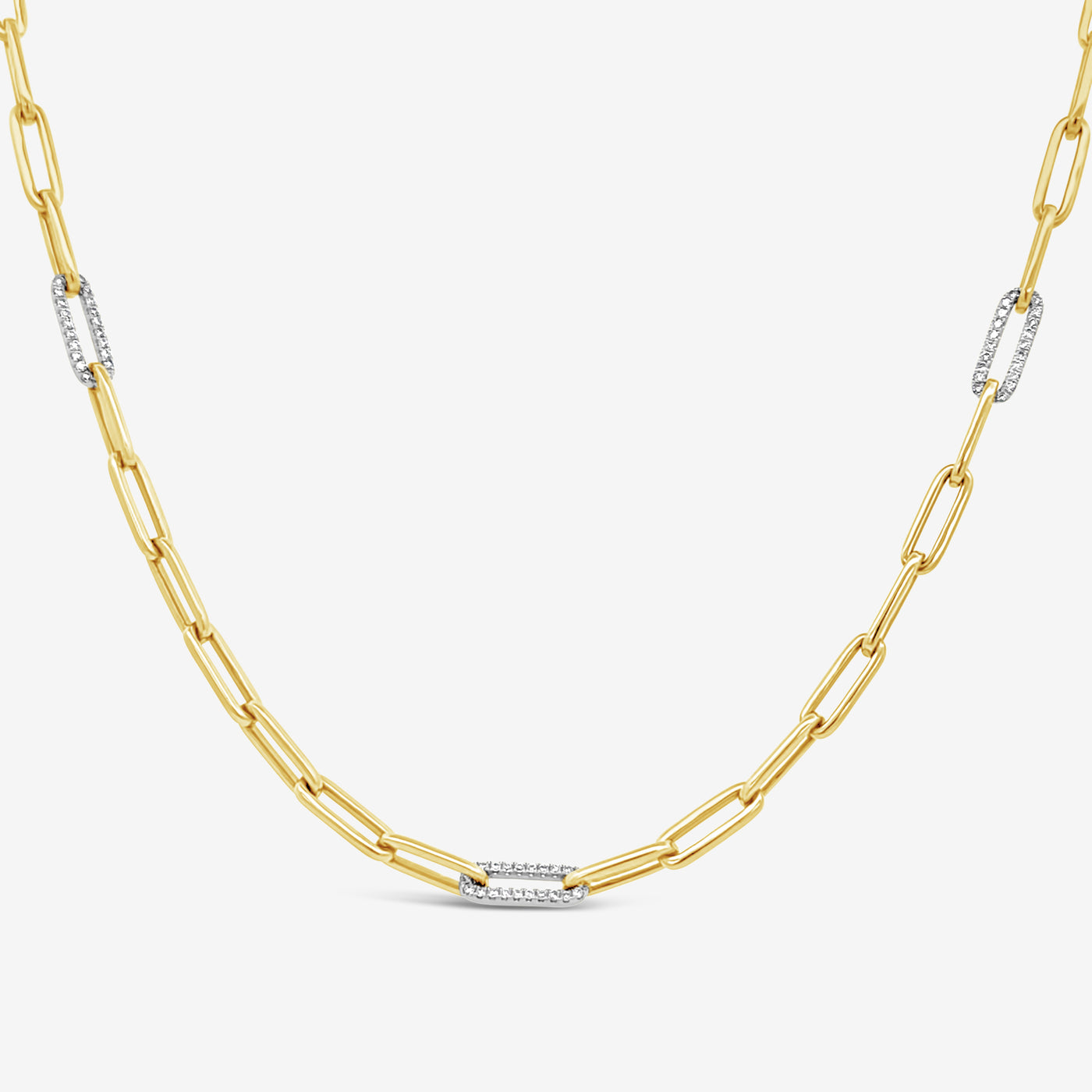 diamond and gold links paperclip necklace