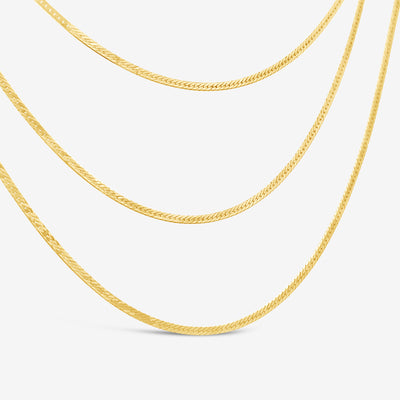 gold three row necklace