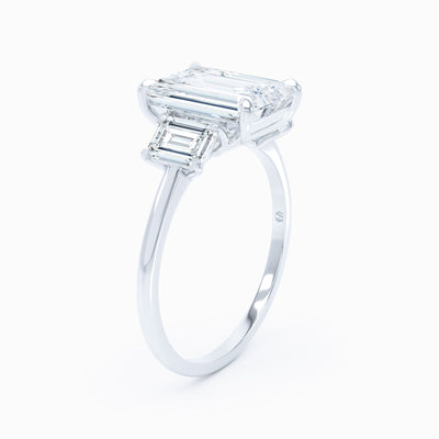 threes tone emerald cut diamond engagement ring