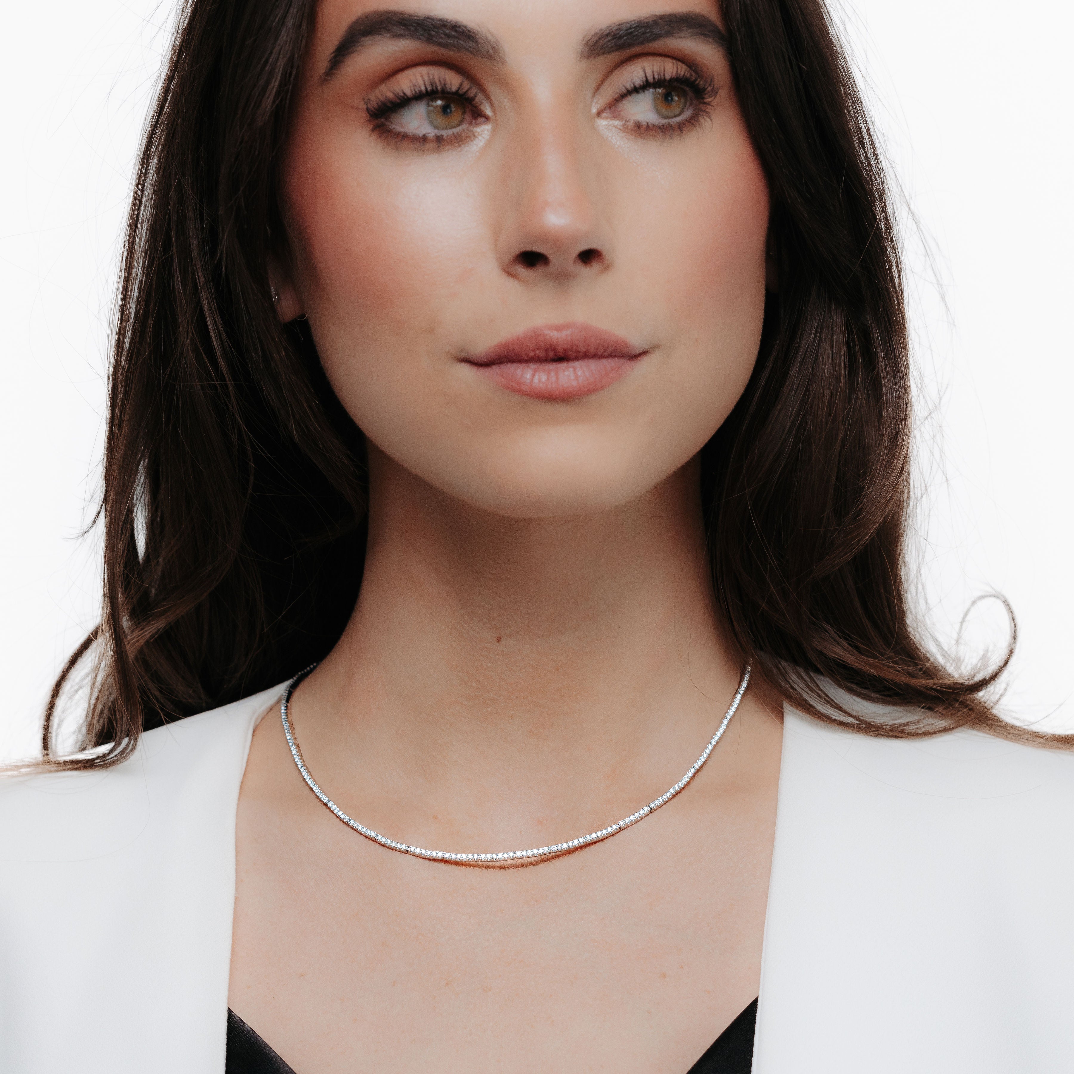 flex bar diamond tennis necklace