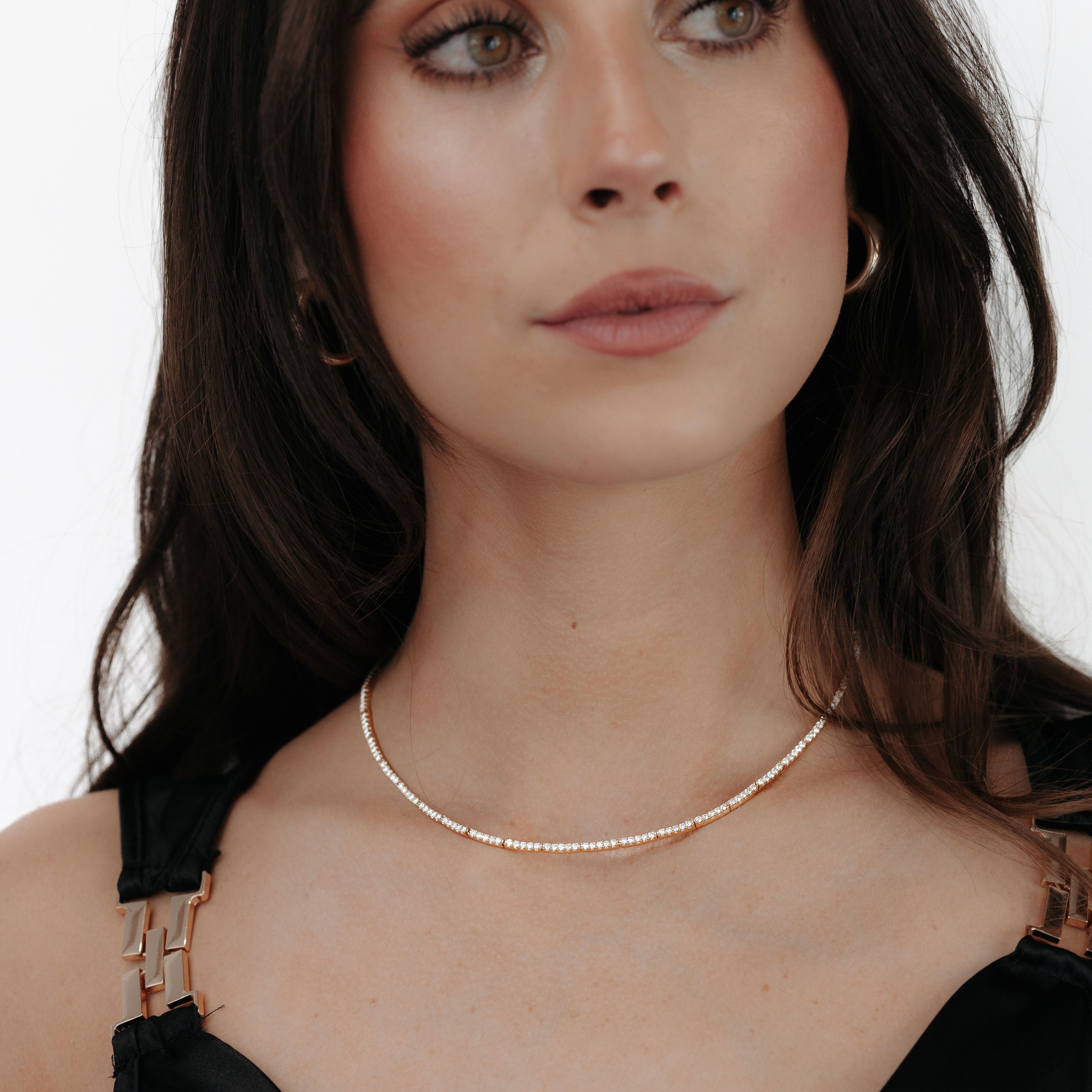 flex bar diamond tennis necklace