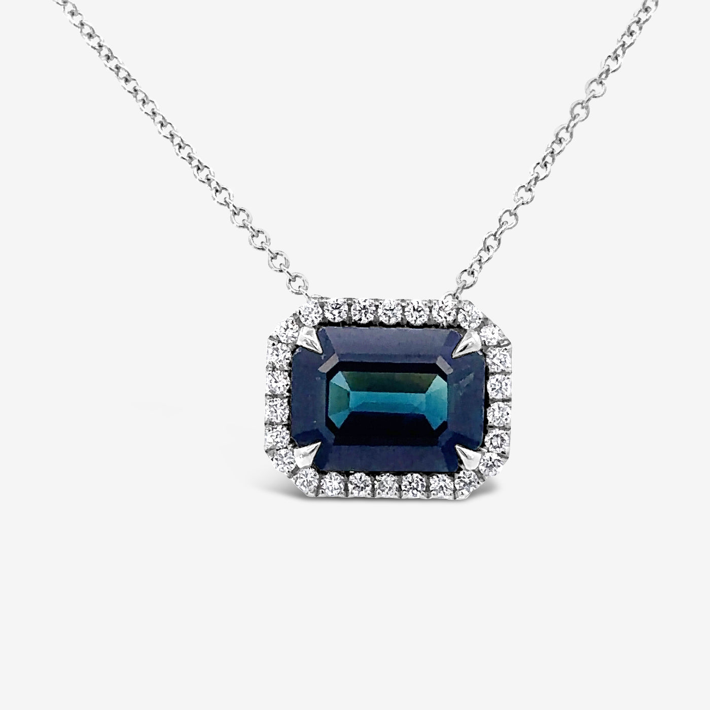 sapphire and diamond halo necklace