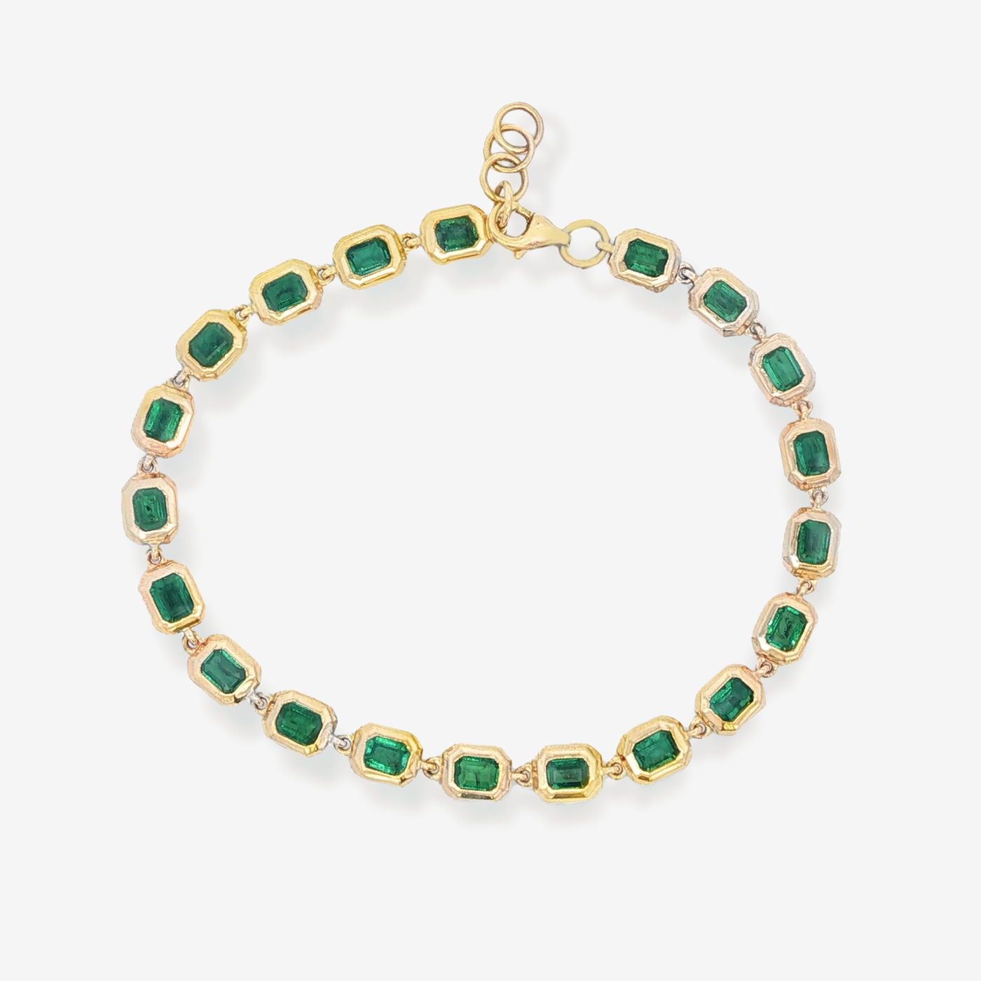4.22CT Bezel Set Emerald Cut Emerald Bracelet