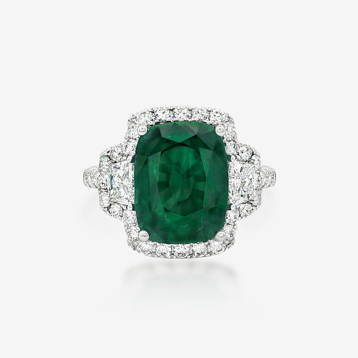 4.32CT Emerald & Diamond Halo Ring