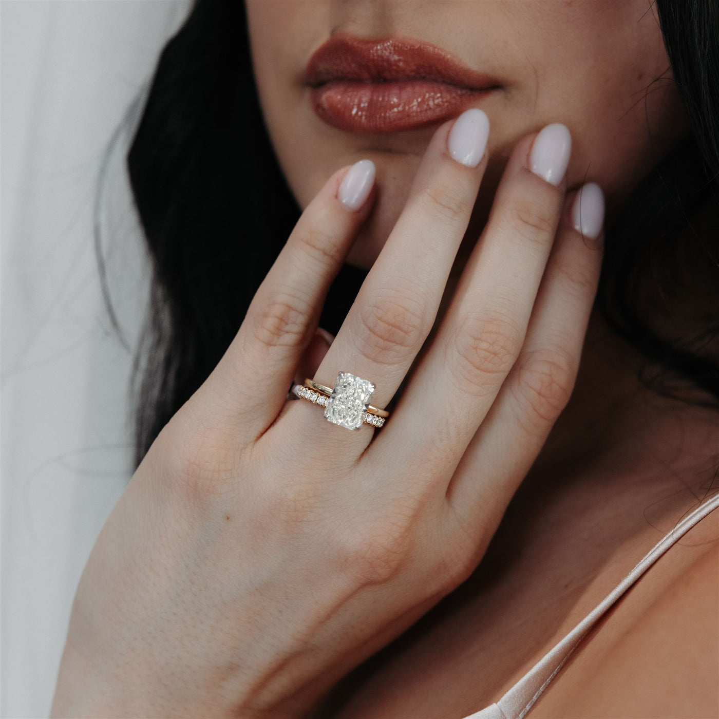 4.32CT Natural Diamond Petite Solitaire Hidden Halo Cushion Engagement Ring