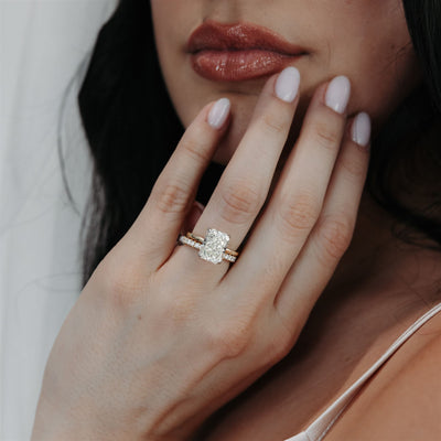 4.32CT Natural Diamond Petite Solitaire Hidden Halo Cushion Engagement Ring