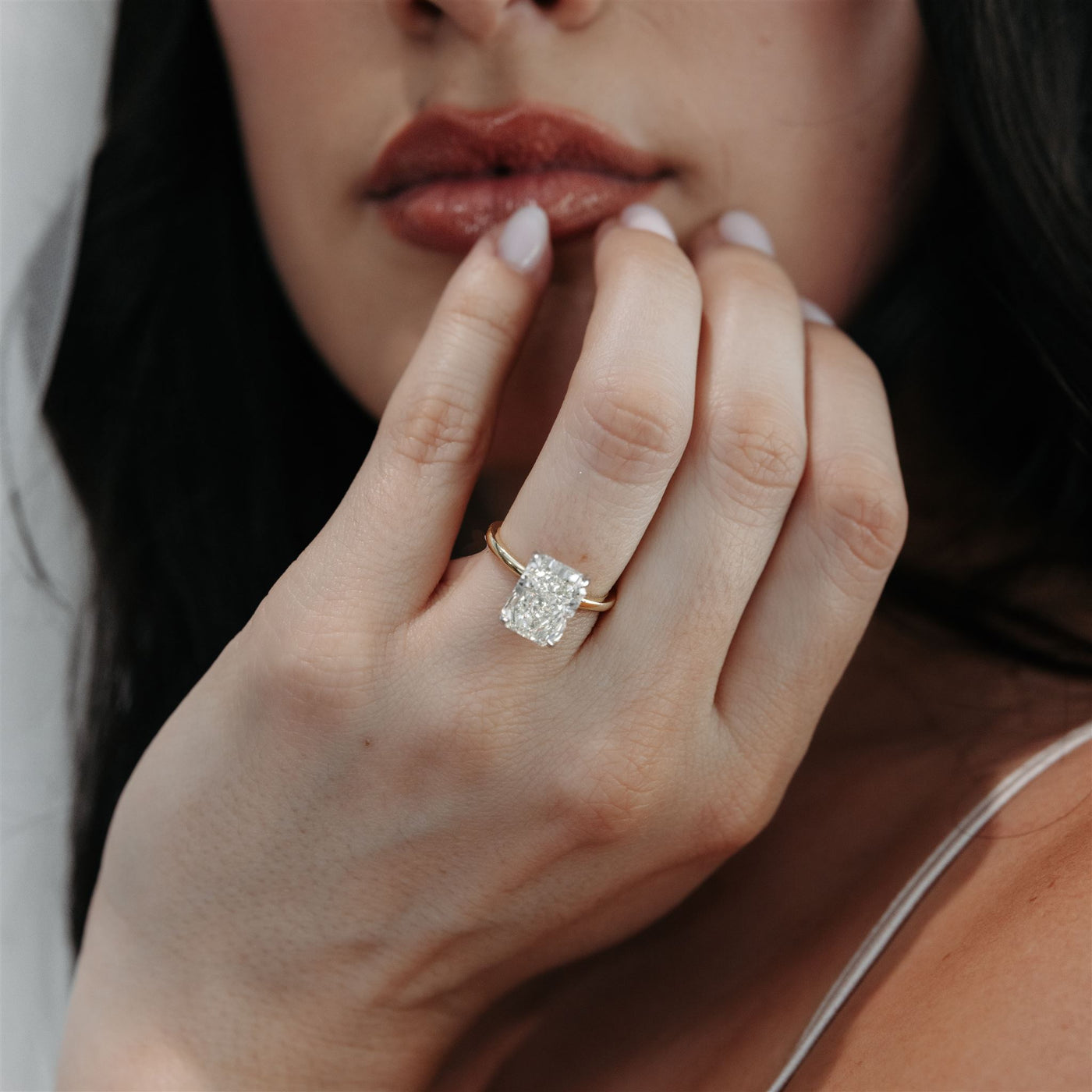 4.32CT Natural Diamond Petite Solitaire Hidden Halo Cushion Engagement Ring