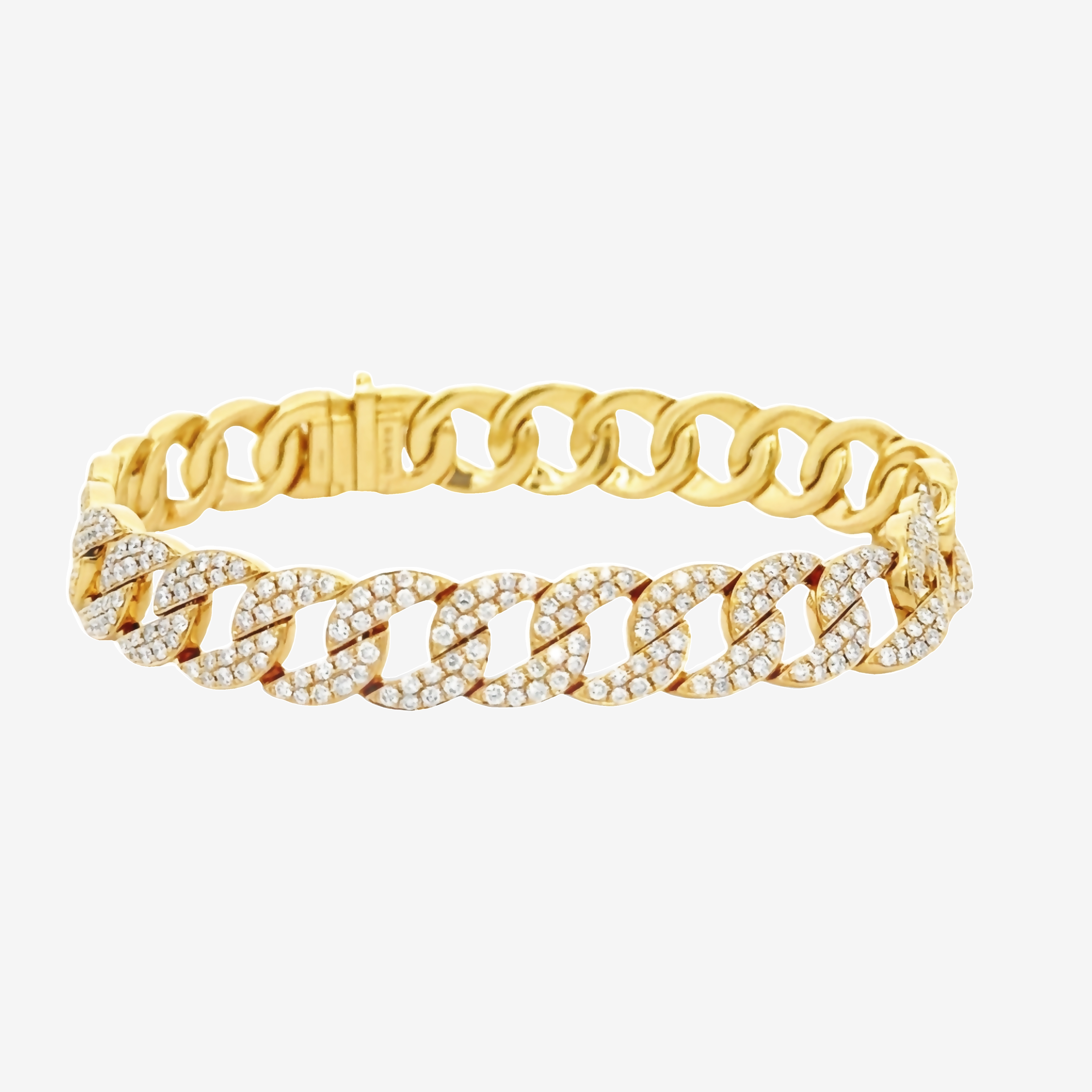diamond covered cuban link bracelet