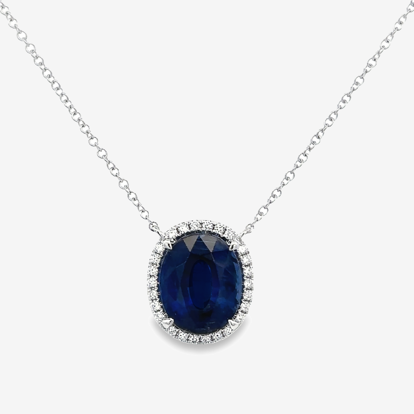 blue kyanite and diamond halo necklace