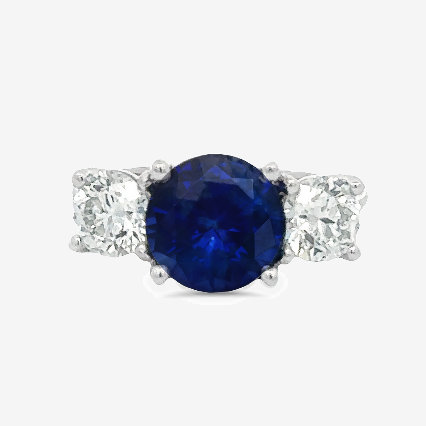 sapphire and diamond three stone ring