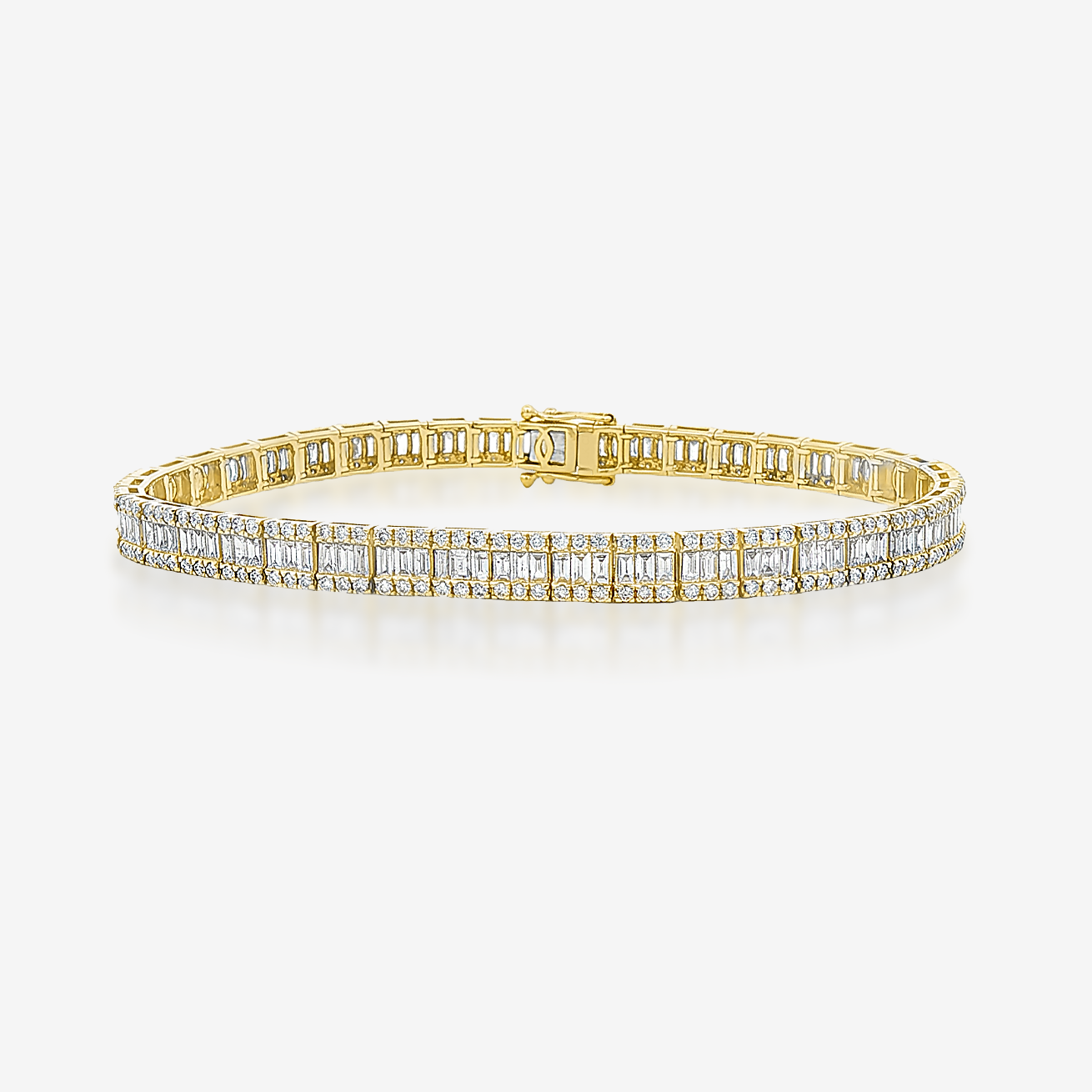 4.60CTW Baguette & Round Diamond Tennis Bracelet