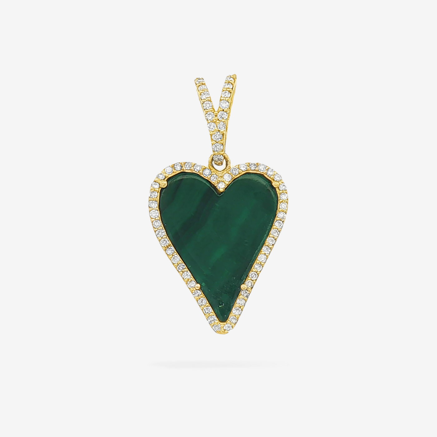 4.63CT Malachite & Diamond Heart Charm