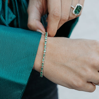 4.85CT Emerald & Diamond Tennis Bracelet
