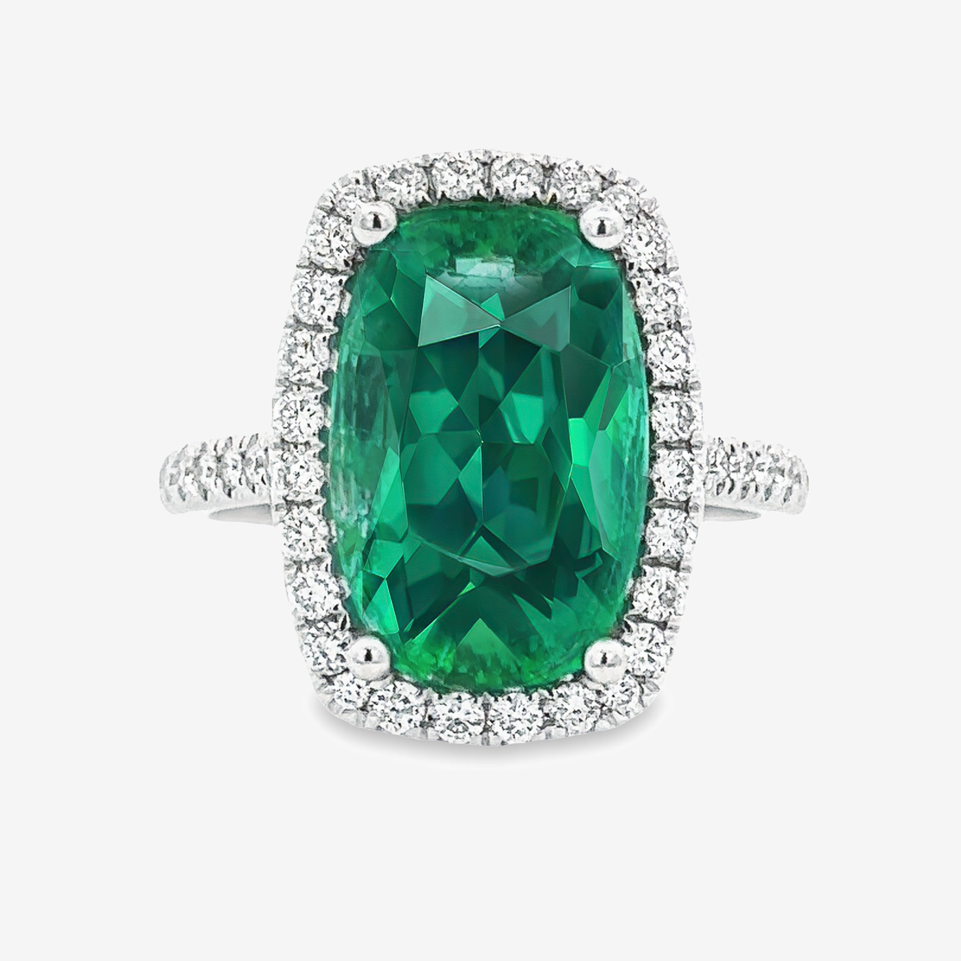 4.98CT Emerald & Diamond Halo Ring