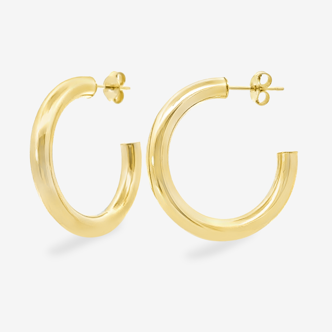 4MM Round 1" Gold Hoop Earrings