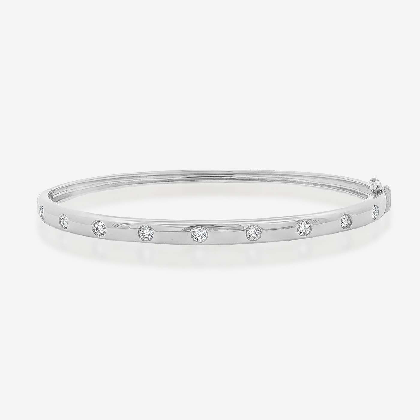 4mm Burnished 9 Diamond Bangle Bracelet