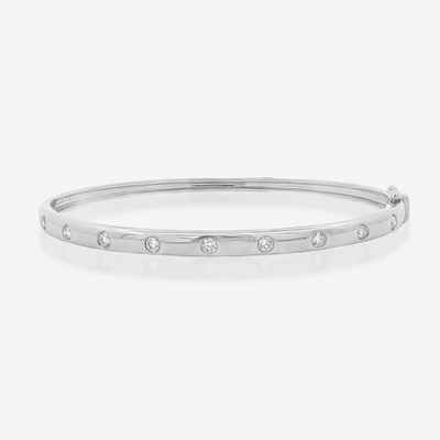 4mm Burnished 9 Diamond Bangle Bracelet