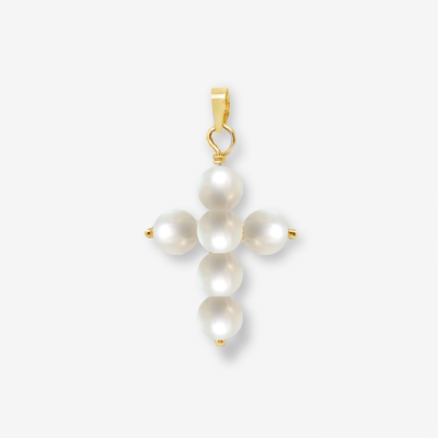 4mm Pearl Cross Pendant
