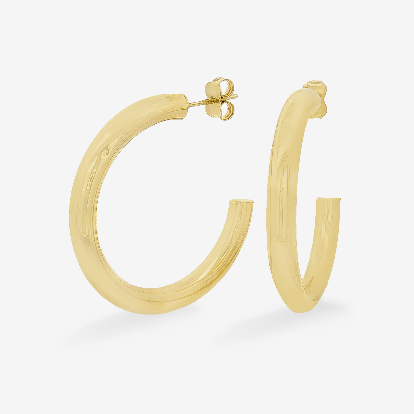 4mm Round 1.25" Gold Hoop Earrings