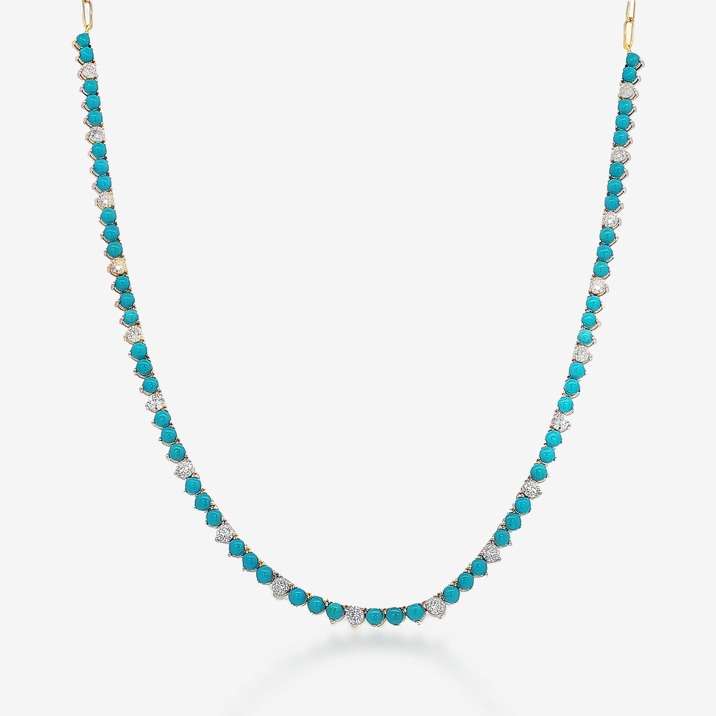 5.00CT Turquoise and Diamond Paperclip Necklace