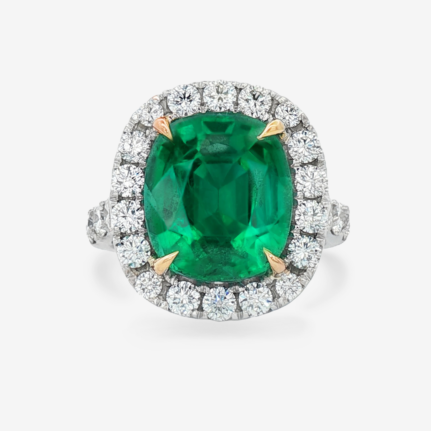 5.02CT Emerald & Diamond Halo Ring