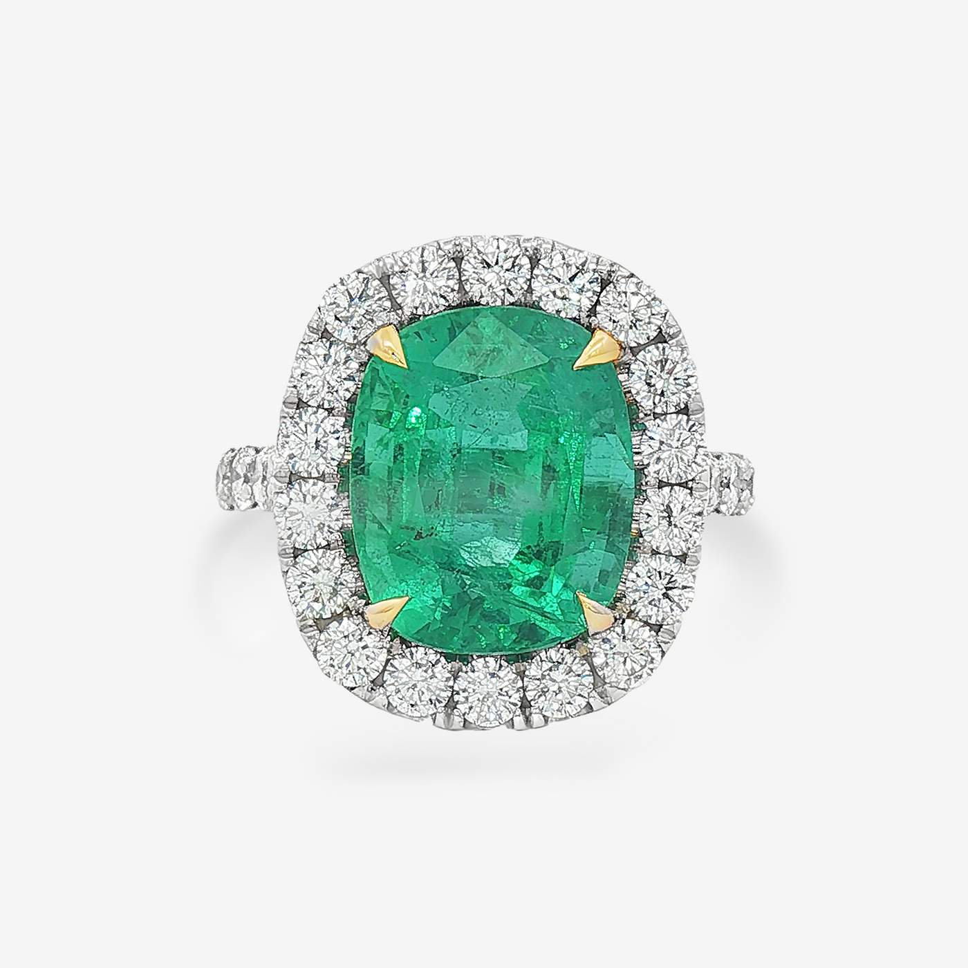 5.33CT Emerald & Diamond Halo Ring