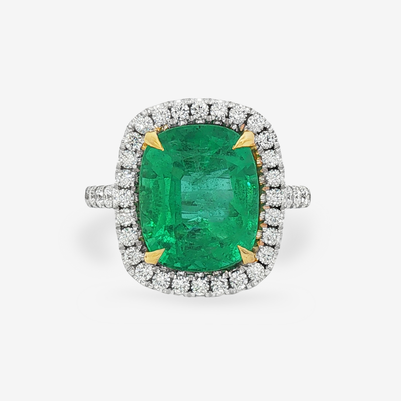 5.67CT Emerald & Diamond Halo Ring