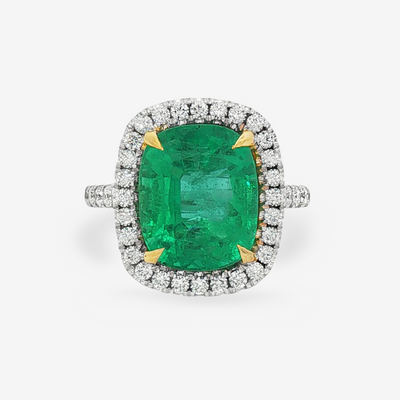 5.67CT Emerald & Diamond Halo Ring