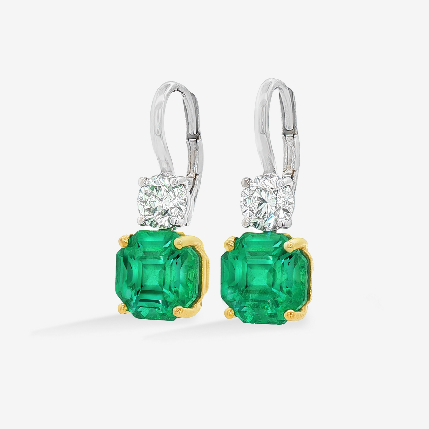 5.90CT Emerald & Diamond Dangle Earrings