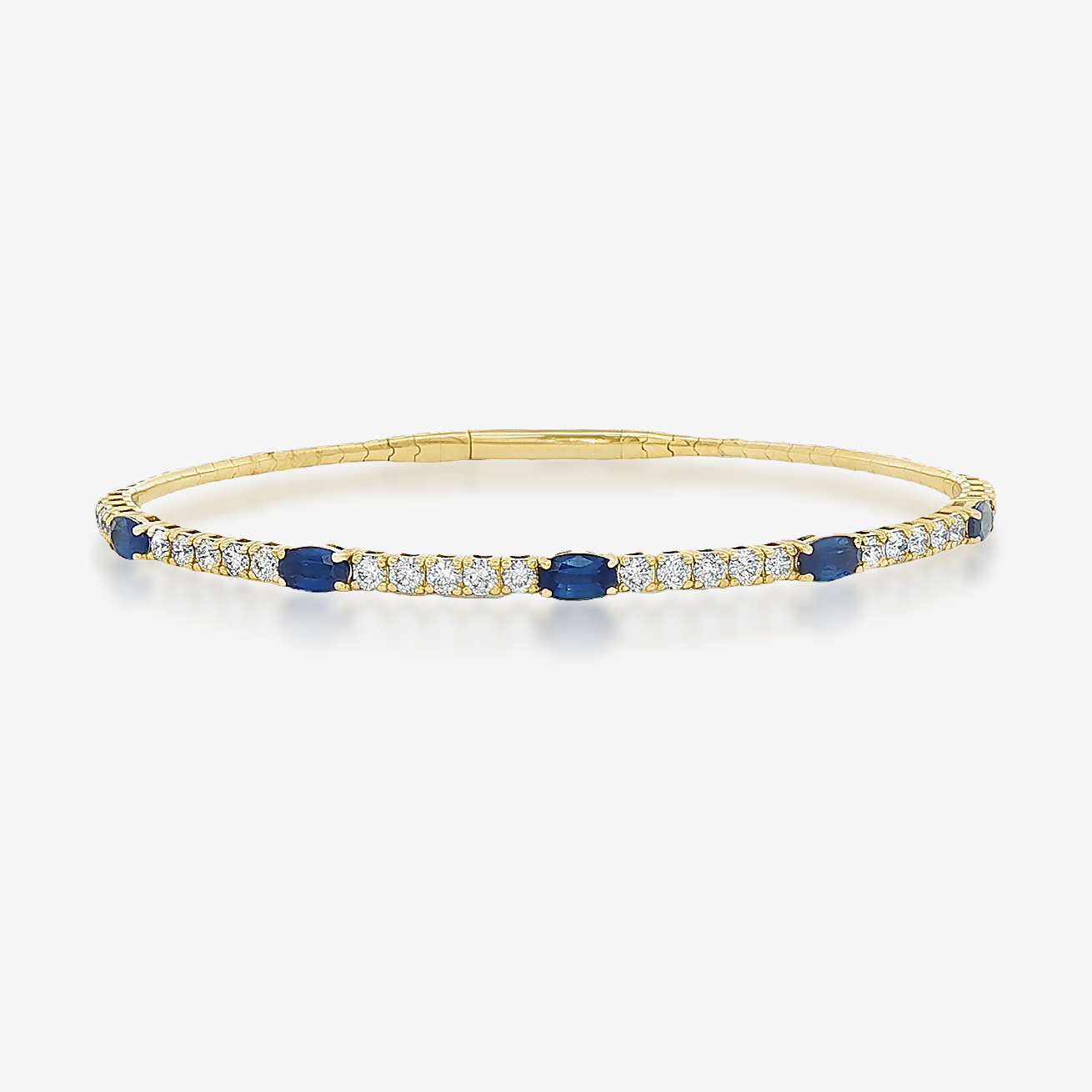 5 Oval Sapphire & Diamond Flex Bangle Bracelet