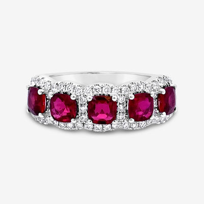 Cushion Shapes Ruby & Diamond Ring