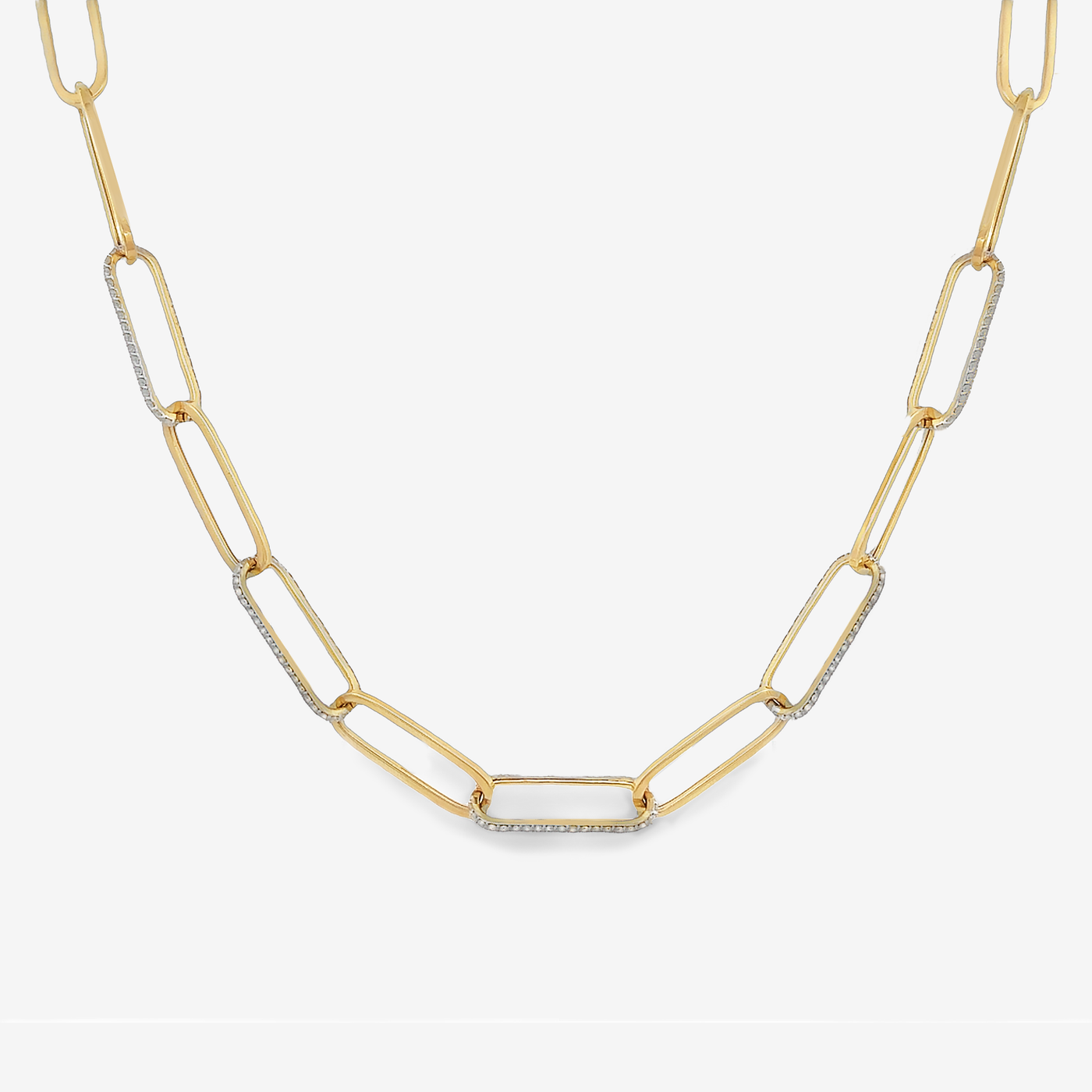 5 Diamond Links Paperclip Necklace