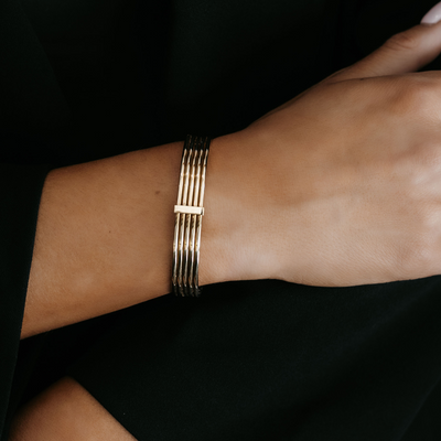 five row gold cuff bracelet
