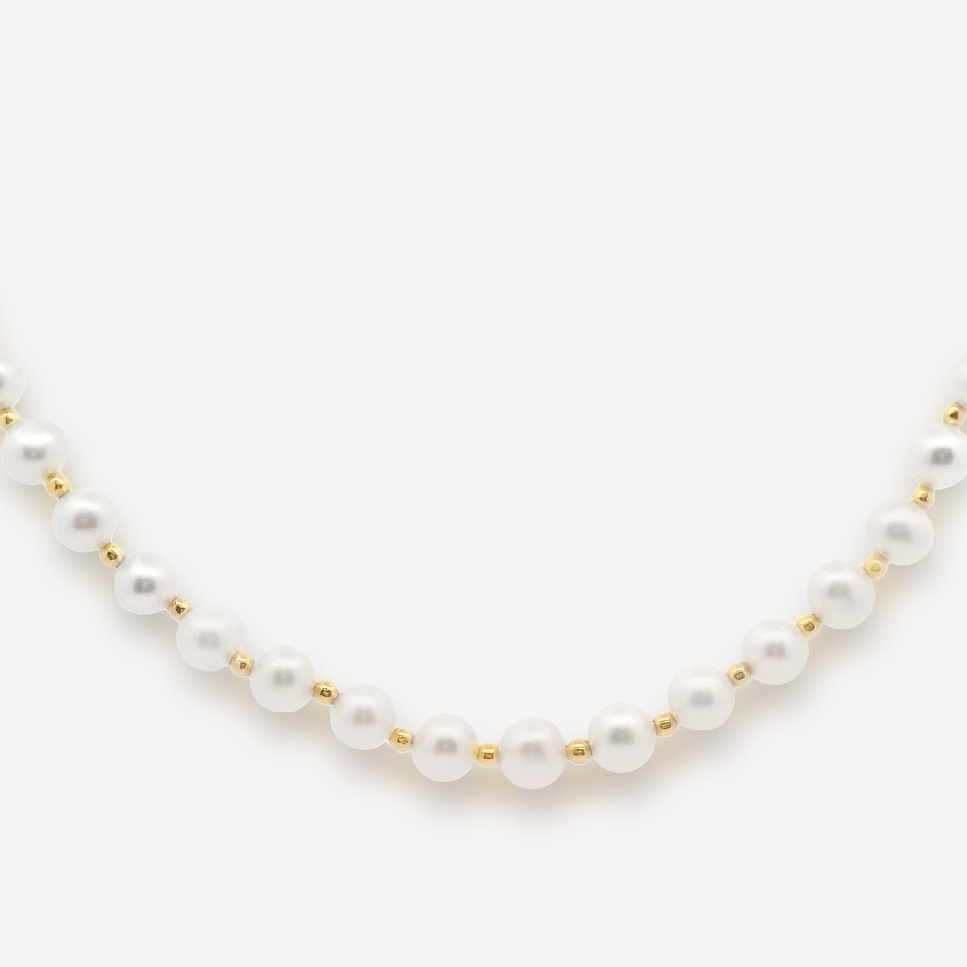 6-6.5MM Pearl & Gold Bead Necklace