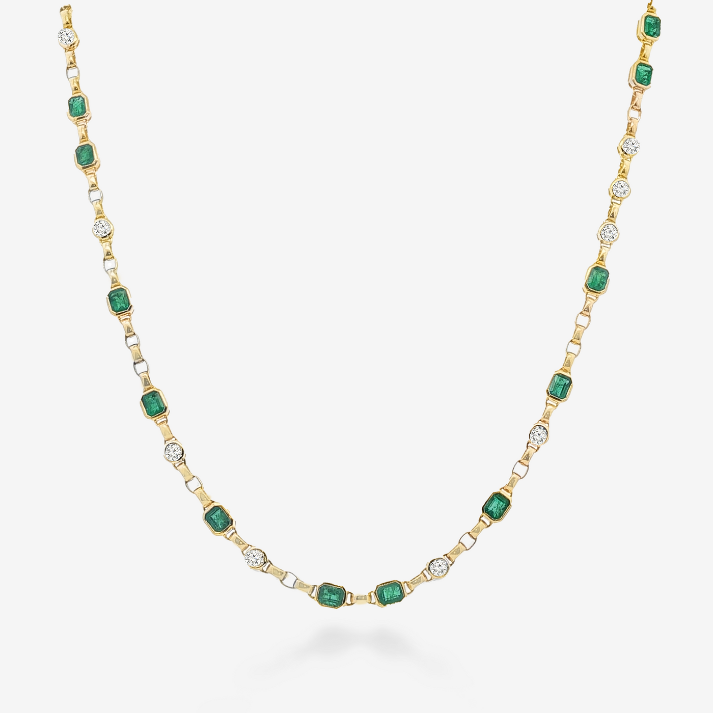 6.06CT Emerald Cut Emerald & Diamond Necklace